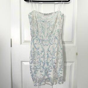 Lovely Day Party/Wedding/Bridal/Bachelorette White Sequin Mini Dress